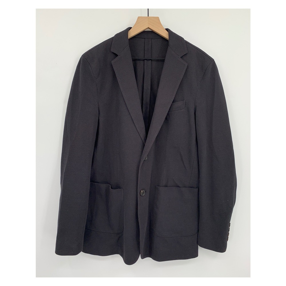 Quince Blazer Mens Small Black Cotton Pique Knit Organic Cotton Two Button